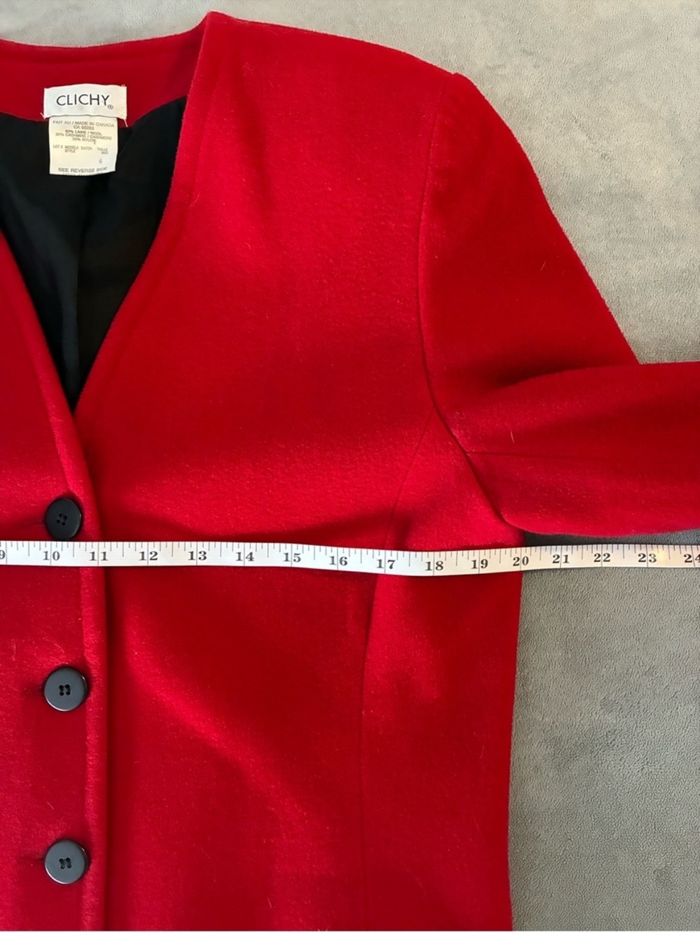 Vintage Wool & Cashmere Blend Classic Red Women's Blazer - Picture 8 of 8